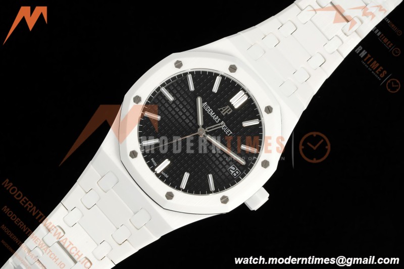 Audemars Piguet - Royal Oak 15500ST 41mm White Ceramic Black Dial APSF A4302 Mod
