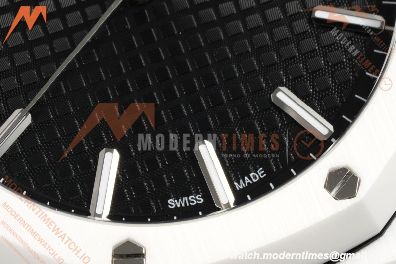 Audemars Piguet - Royal Oak 15500ST 41mm White Ceramic Black Dial APSF A4302 Mod