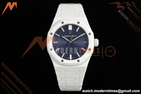 Audemars Piguet - Royal Oak 15500ST 41mm White Ceramic Blue Dial APSF A4302 Mod