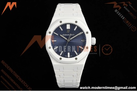 Audemars Piguet - Royal Oak 15500ST 41mm White Ceramic Blue Dial APSF A4302 Mod