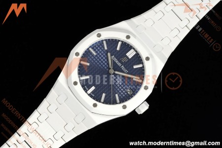 Audemars Piguet - Royal Oak 15500ST 41mm White Ceramic Blue Dial APSF A4302 Mod