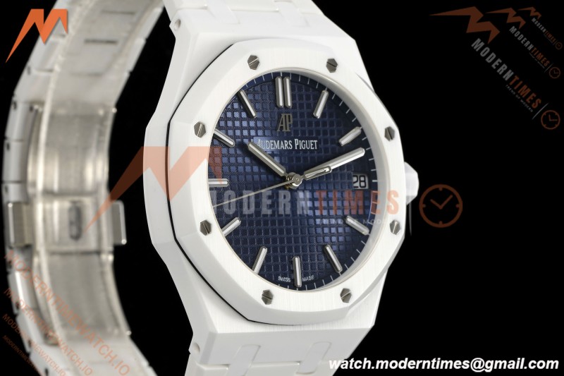 Audemars Piguet - Royal Oak 15500ST 41mm White Ceramic Blue Dial APSF A4302 Mod