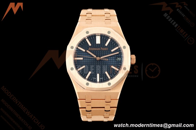 Audemars Piguet - Royal Oak 41mm 15510OR Gain Weight RG/RG Blue Dial DDF DD4302 Mod | 오데마 피게 - 로얄 오크 41mm 15510OR 게인 웨이트 RG/RG 블루 다이얼 DDF DD4302 모드