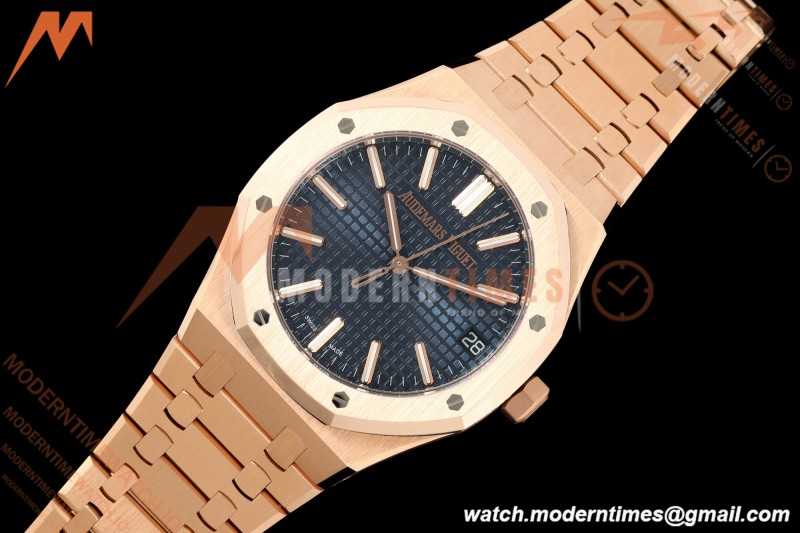 Audemars Piguet - Royal Oak 41mm 15510OR Gain Weight RG/RG Blue Dial DDF DD4302 Mod | 오데마 피게 - 로얄 오크 41mm 15510OR 게인 웨이트 RG/RG 블루 다이얼 DDF DD4302 모드