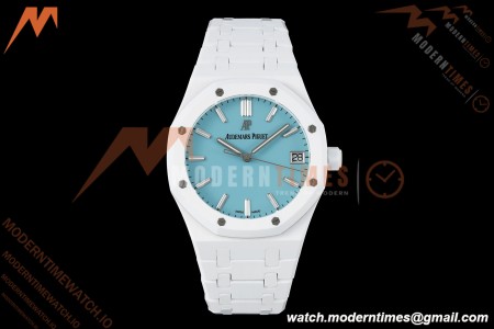 Audemars Piguet - Royal Oak 15500ST 41mm White Ceramic Tiffany Blue Dial APSF A4302 Mod