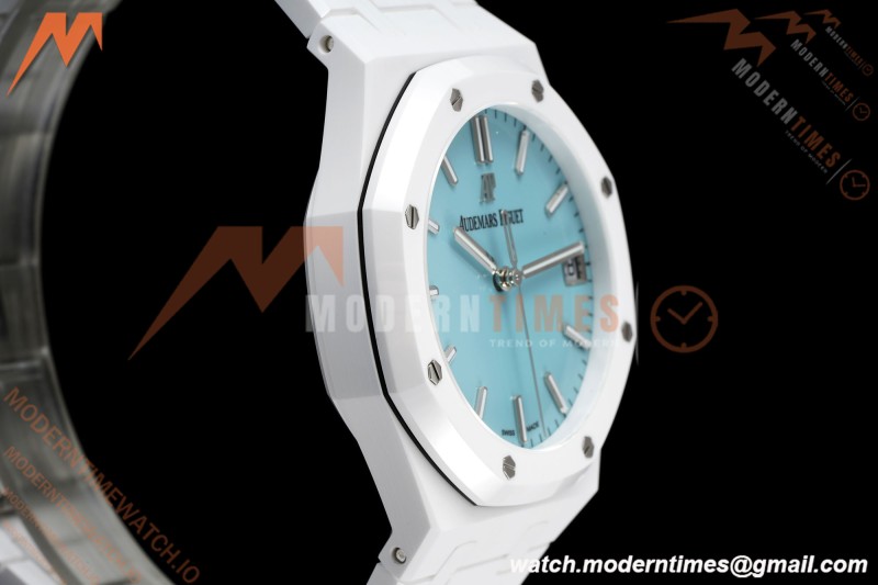 Audemars Piguet - Royal Oak 15500ST 41mm White Ceramic Tiffany Blue Dial APSF A4302 Mod