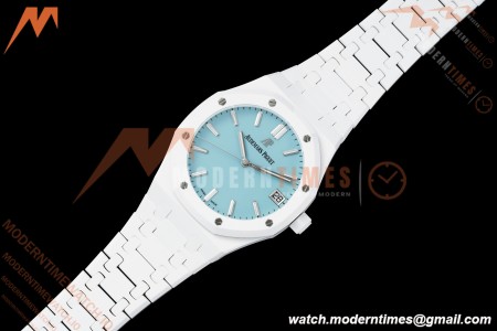 Audemars Piguet - Royal Oak 15500ST 41mm White Ceramic Tiffany Blue Dial APSF A4302 Mod