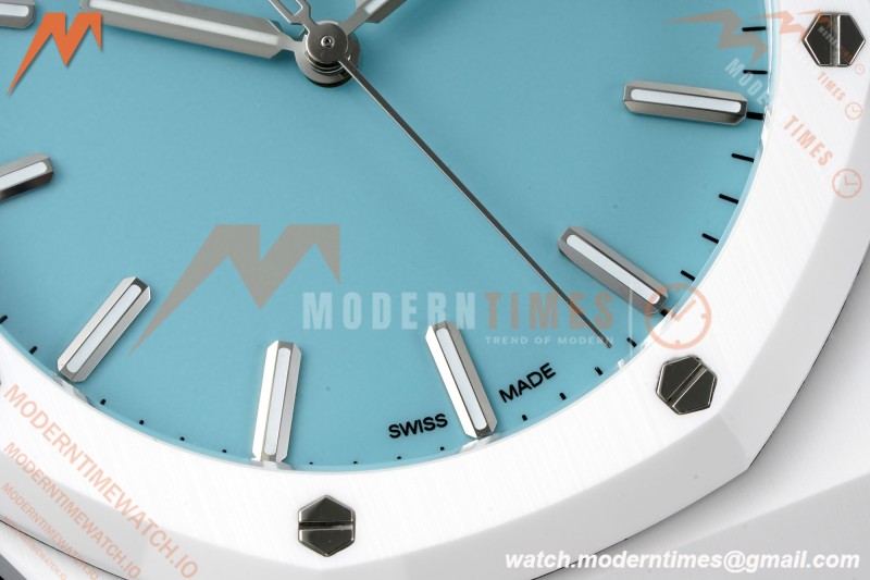 Audemars Piguet - Royal Oak 15500ST 41mm White Ceramic Tiffany Blue Dial APSF A4302 Mod