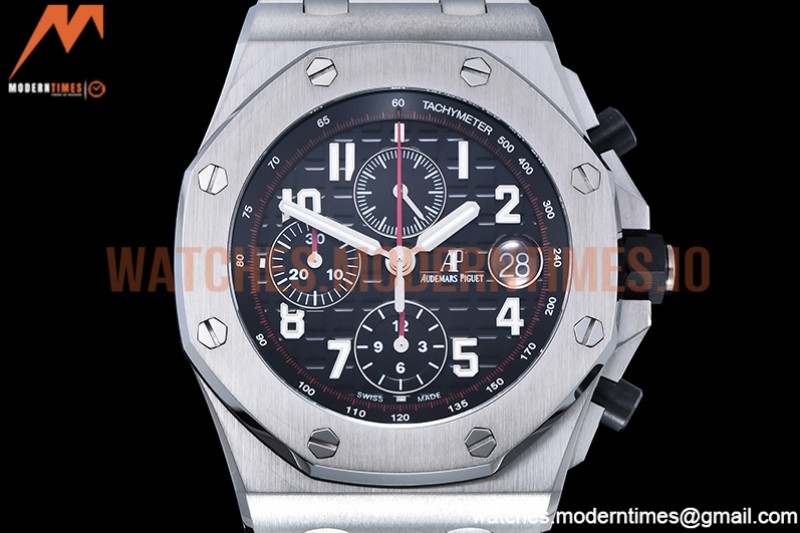 Audemars Piguet - AP ROO Chronograph SS/SS Black/Num APF A3126 Mod