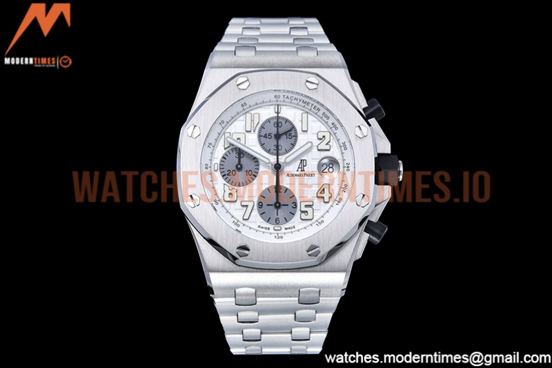Audemars Piguet - AP ROO Chronograph SS/SS Wht/Silv/Num APF 7750 Mod