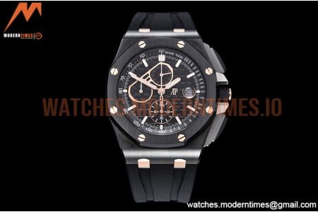 Audemars Piguet - AP ROO Chronograph CER/RU Black/Stk/RG APF A3126 Mod