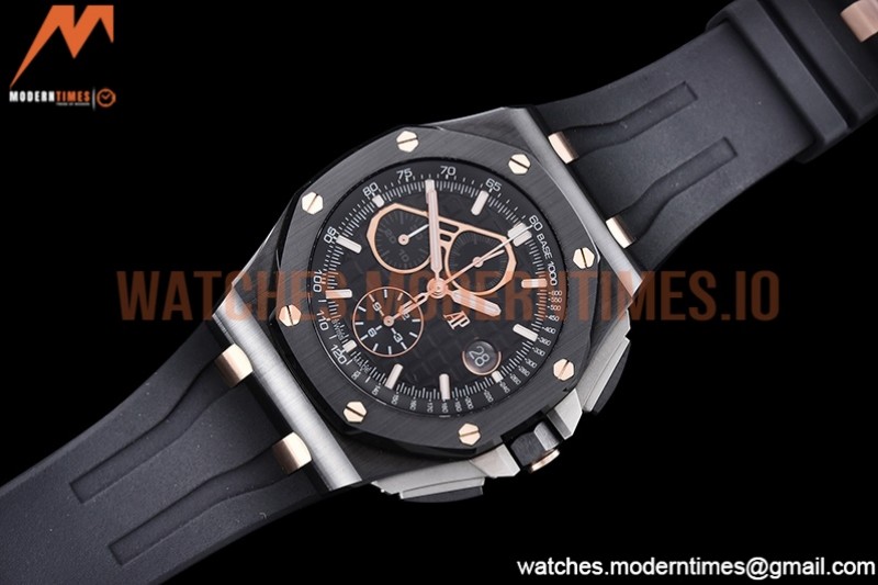 Audemars Piguet - AP ROO Chronograph CER/RU Black/Stk/RG APF A3126 Mod