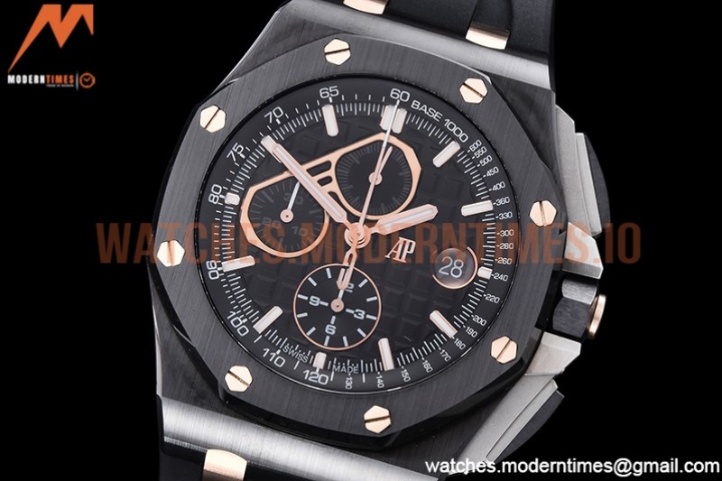 Audemars Piguet - AP ROO Chronograph CER/RU Black/Stk/RG APF A3126 Mod
