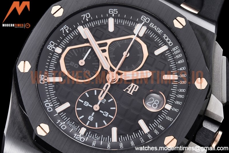 Audemars Piguet - AP ROO Chronograph CER/RU Black/Stk/RG APF A3126 Mod
