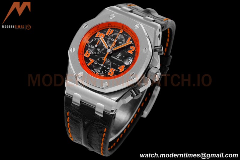Audemars Piguet - AP ROO Chronograph SS/LE Black/Num Orange  JF A3126 Mod