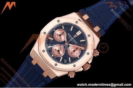 Audemars Piguet - Royal Oak Chrono 26239OR Gain Weight 41mm RG/LE SWF Blue Dial DDF DD4401 | 오데마 피게 - 로열 오크 크로노 26239OR 게인 웨이트(중량 버전) 41mm RG/LE SWF 블루 다이얼 DDF DD4401
