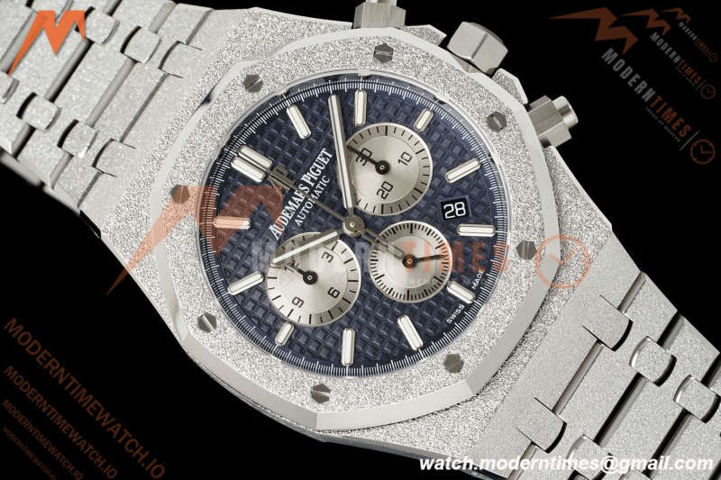 Audemars Piguet - Royal Oak Chrono 26331BC Frosted 41mm SS/SS Blue APWF Cal.2385 Mod | 오데마 피게 – 로열 오크 크로노 26331BC 프로스테드 41mm SS/SS 블루 APWF공장 Cal.2385 개조버전