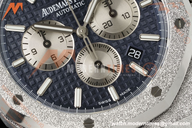 Audemars Piguet - Royal Oak Chrono 26331BC Frosted 41mm SS/SS Blue APWF Cal.2385 Mod | 오데마 피게 – 로열 오크 크로노 26331BC 프로스테드 41mm SS/SS 블루 APWF공장 Cal.2385 개조버전