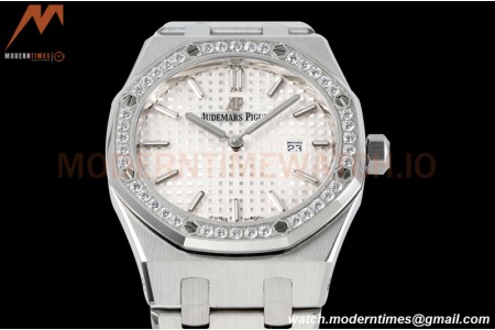 Audemars Piguet - Royal Oak Ladies 67651ST 33mm Dia SS/SS Wht/Stk ZF Swiss Qtz