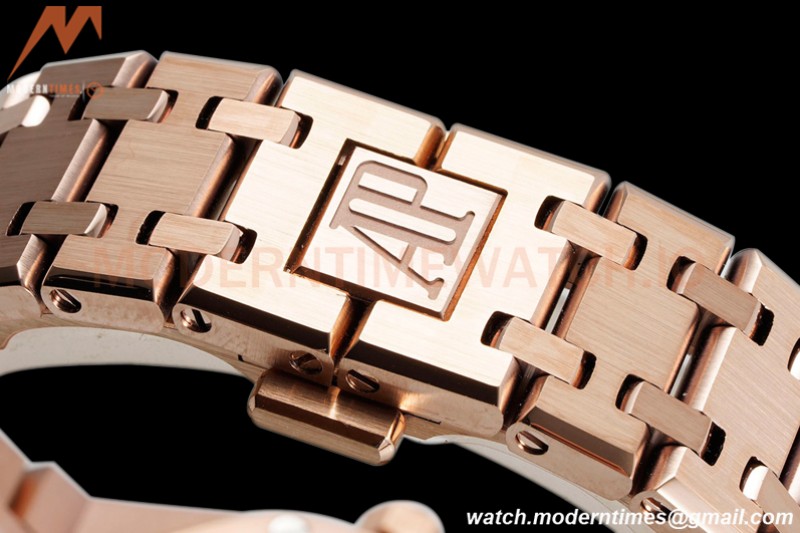 Audemars Piguet - Royal Oak Ladies 67650OR 33mm RG/RG Brn/Stk ZF Swiss Qtz