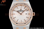 Audemars Piguet - Royal Oak Ladies 67651SR 33mm Dia RG/SS Wht/Stk ZF Swiss Qtz
