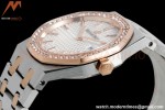 Audemars Piguet - Royal Oak Ladies 67651SR 33mm Dia RG/SS Wht/Stk ZF Swiss Qtz
