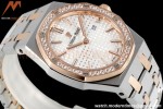 Audemars Piguet - Royal Oak Ladies 67651SR 33mm Dia RG/SS Wht/Stk ZF Swiss Qtz