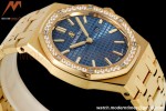 Audemars Piguet - Royal Oak Ladies 67651BA 33mm Dia YG/YG Blue/Stk ZF Swiss Qtz