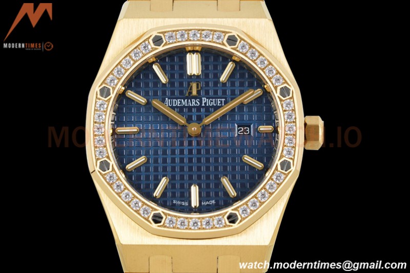 Audemars Piguet - Royal Oak Ladies 67651BA 33mm Dia YG/YG Blue/Stk ZF Swiss Qtz