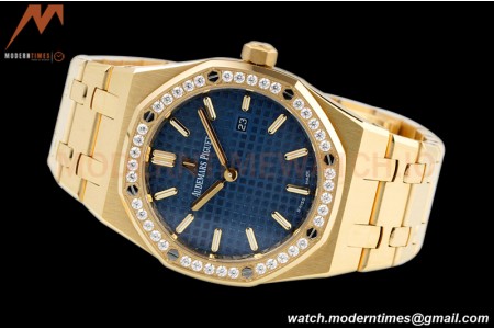 Audemars Piguet - Royal Oak Ladies 67651BA 33mm Dia YG/YG Blue/Stk ZF Swiss Qtz