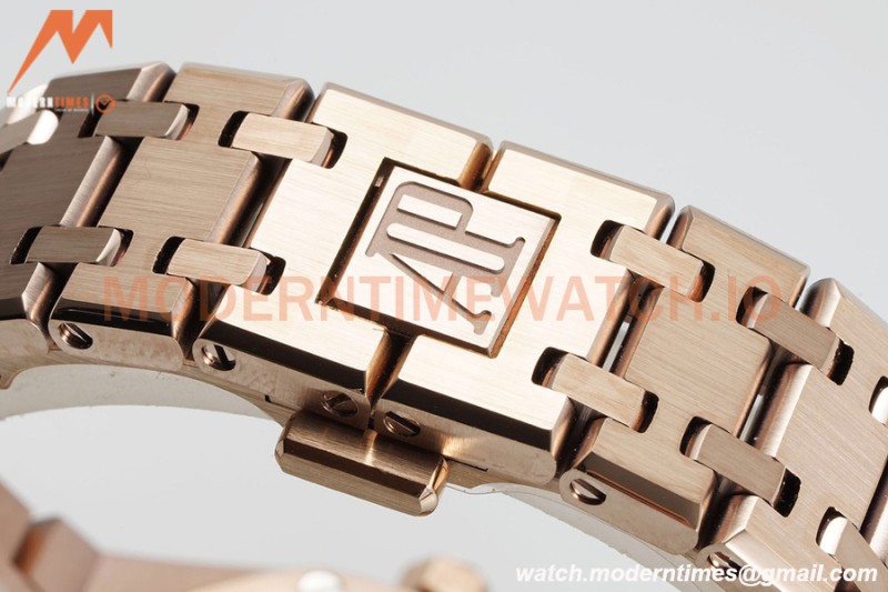 Audemars Piguet - Royal Oak Ladies 67650OR 33mm RG/RG Brn/Stk ZF Swiss Qtz