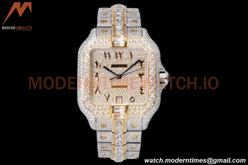 Cartier - Santos De Cartier Mens Automatic 40mm Diamond YG/SS Dia/Ara TWF A2824