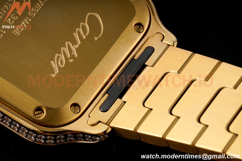 Cartier - Santos De Cartier 35mm Automatic Full Diams YG/YG White BVF MY9039