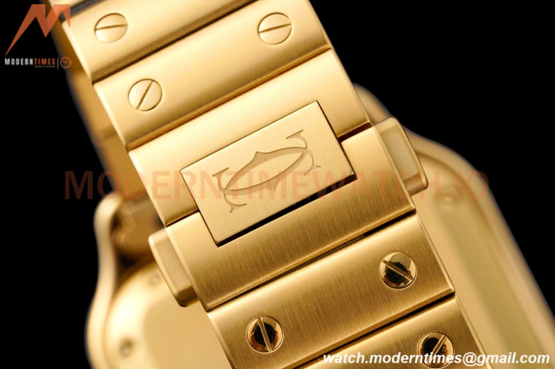 Cartier - Santos De Cartier 35mm Automatic Full Diams YG/YG White BVF MY9039