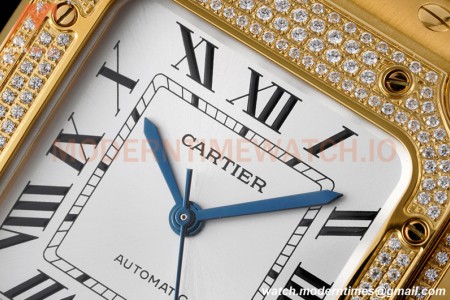 Cartier - Santos De Cartier 35mm Automatic Full Diams YG/YG White BVF MY9039
