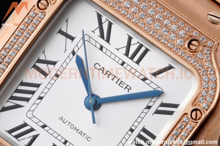 Cartier - Santos De Cartier 35mm Automatic Diams RG/RG White BVF MY9039