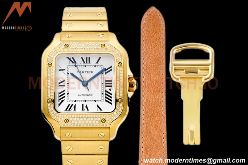 Cartier - Santos De Cartier 35mm Automatic Diams YG/YG White BVF MY9039