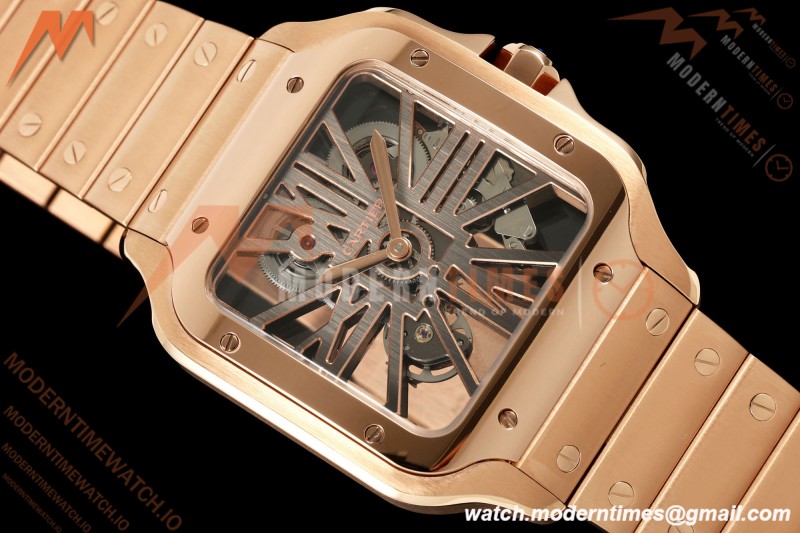 Cartier - Santos De Cartier Skeleton WHSA0016 RG/RG Skeleton Dial RF 9611MC