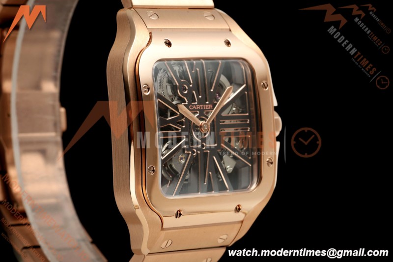 Cartier - Santos De Cartier Skeleton WHSA0016 RG/RG Skeleton Dial RF 9611MC