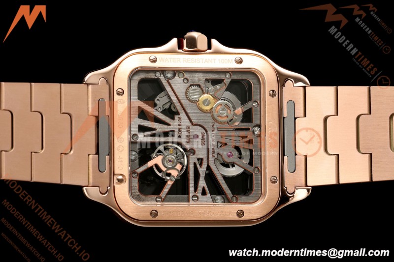 Cartier - Santos De Cartier Skeleton WHSA0016 RG/RG Skeleton Dial RF 9611MC