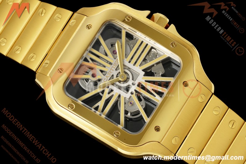 Cartier - Santos De Cartier Skeleton WHSA0042 YG/YG Gold Skeleton Dial RF 9611MC