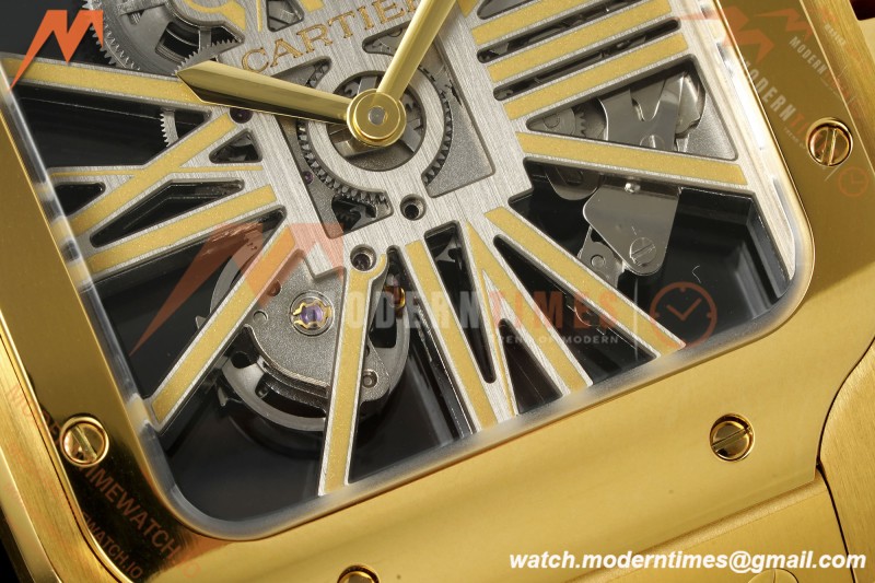 Cartier - Santos De Cartier Skeleton WHSA0042 YG/YG Gold Skeleton Dial RF 9611MC