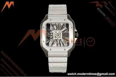 Cartier - Santos De Cartier Skeleton WHSA0027 SS/PVD Black Skeleton Dial RF 9611MC