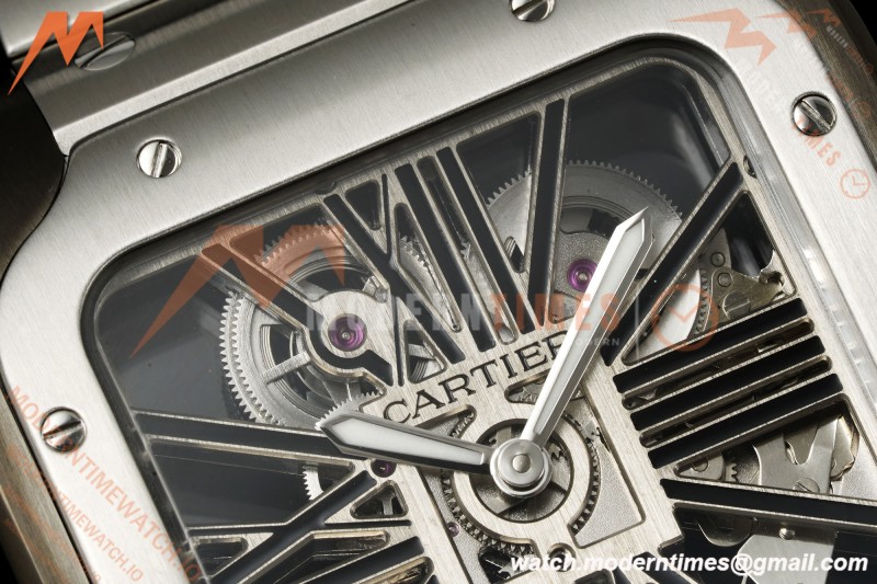 Cartier - Santos De Cartier Skeleton WHSA0027 SS/PVD Black Skeleton Dial RF 9611MC