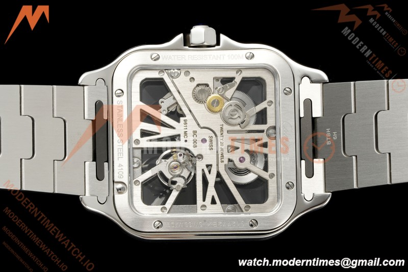 Cartier - Santos De Cartier Skeleton WHSA0028 SS/SS Green Skeleton Dial RF 9611MC