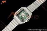 Cartier - Santos De Cartier Skeleton WHSA0028 SS/SS Green Skeleton Dial RF 9611MC