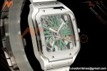 Cartier - Santos De Cartier Skeleton WHSA0028 SS/SS Green Skeleton Dial RF 9611MC