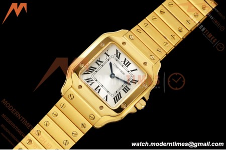 Cartier - Santos De Cartier 27mm YG/YG Silver Dial 8848F Quartz