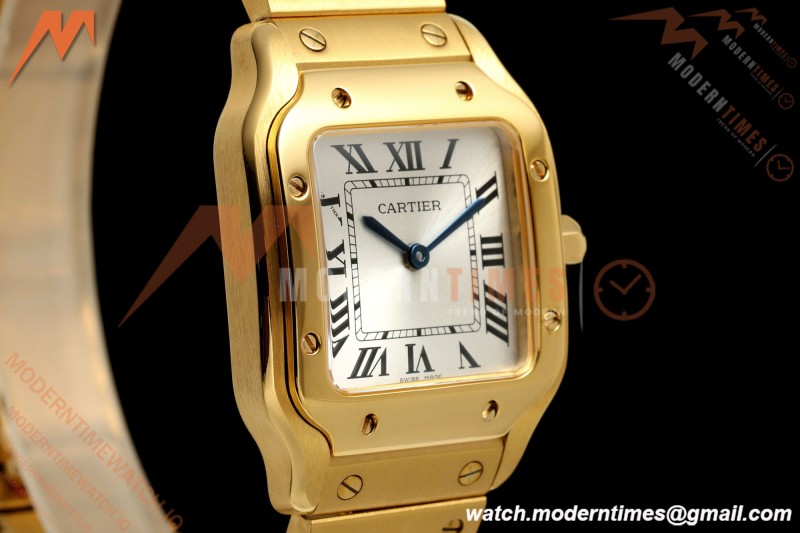 Cartier - Santos De Cartier 27mm YG/YG Silver Dial 8848F Quartz