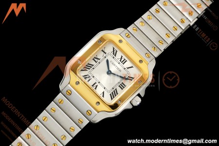 Cartier - Santos De Cartier 27mm SS/YG Silver Dial 8848F Quartz